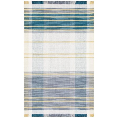 Safavieh 5 x 8 ft. Striped Kilim Flat Weave Rectangle Area Rug Beige & Teal STK706B-5